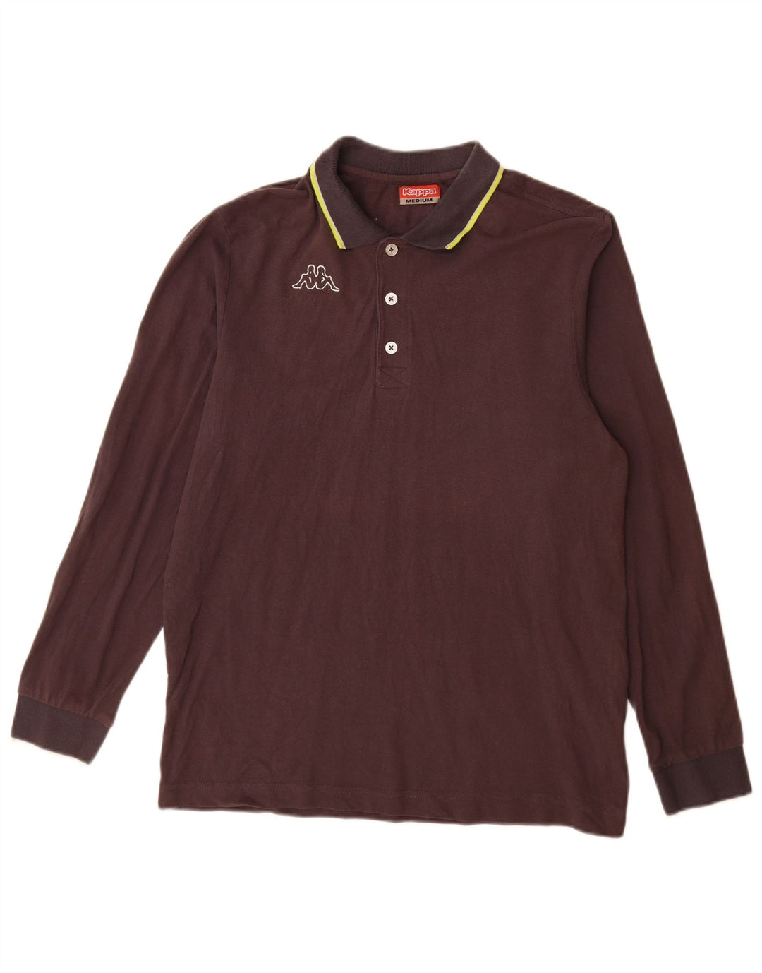 Kappa Mens Long Sleeve Polo Shirt Medium Brown Cotton