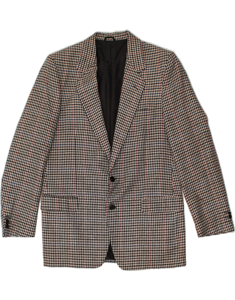 VINTAGE Mens 2 Button Blazer Jacket UK 38 Medium Grey Houndstooth | Vintage Vintage | Thrift | Second-Hand Vintage | Used Clothing | Messina Hembry 
