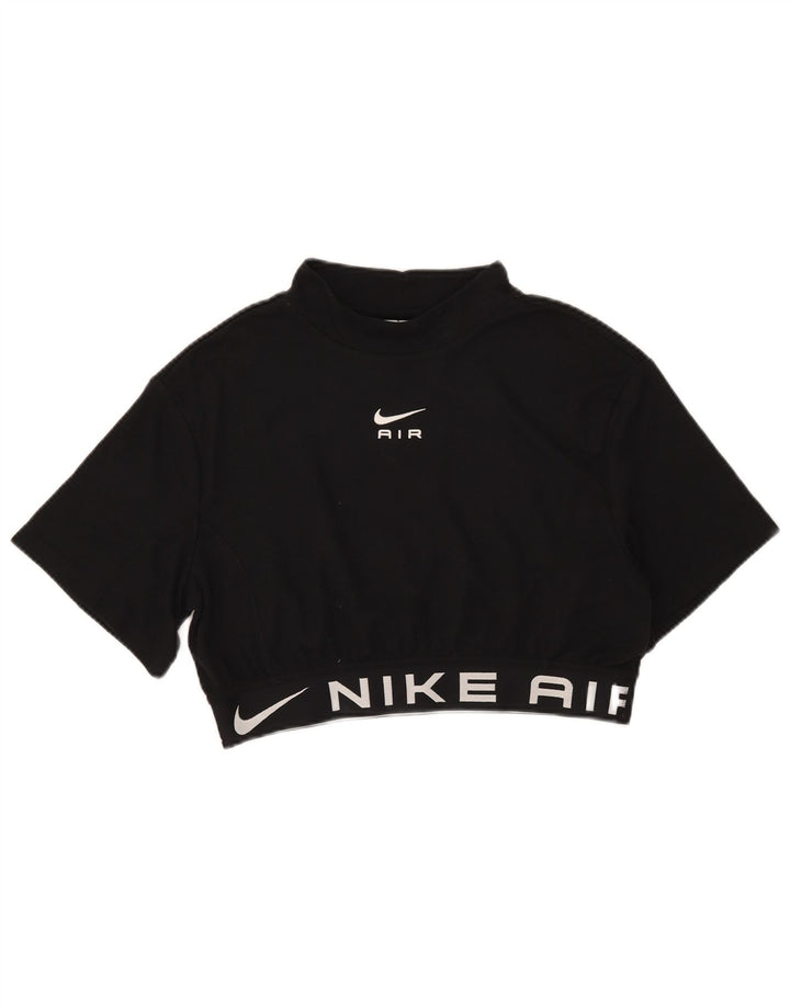 Nike Womens Crop Graphic T-Shirt Top UK 14 Medium Black Polyester
