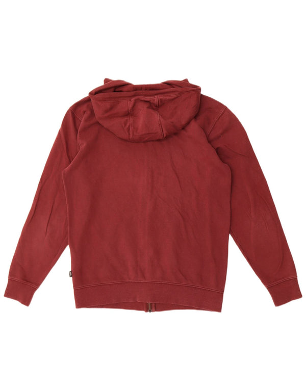 Vans Womens Graphic Oversized Zip Hoodie Sweater UK 10 Small Maroon Cotton