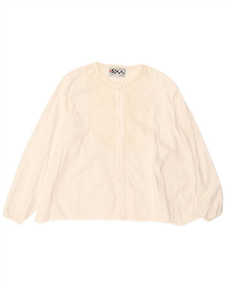SIMONE Womens Shirt Blouse IT 46 Large White Cotton