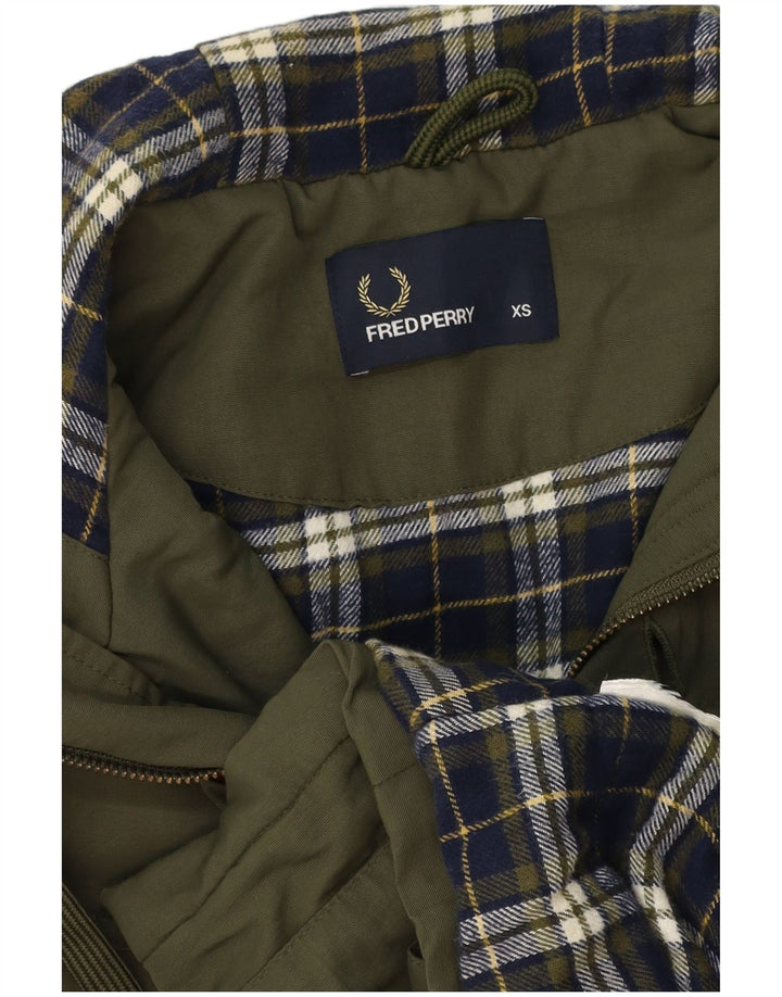 FRED PERRY Mens Hooded Parka Jacket UK 34 XS Khaki