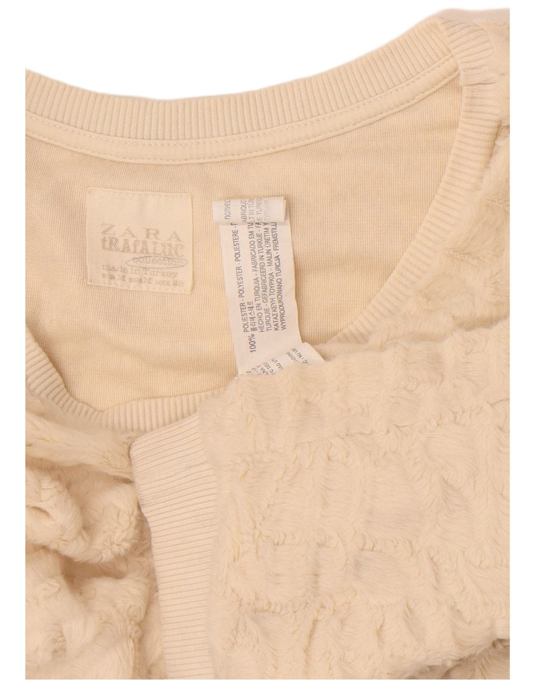 Zara Womens Fleece Jumper UK 12 Medium Off White Polyester