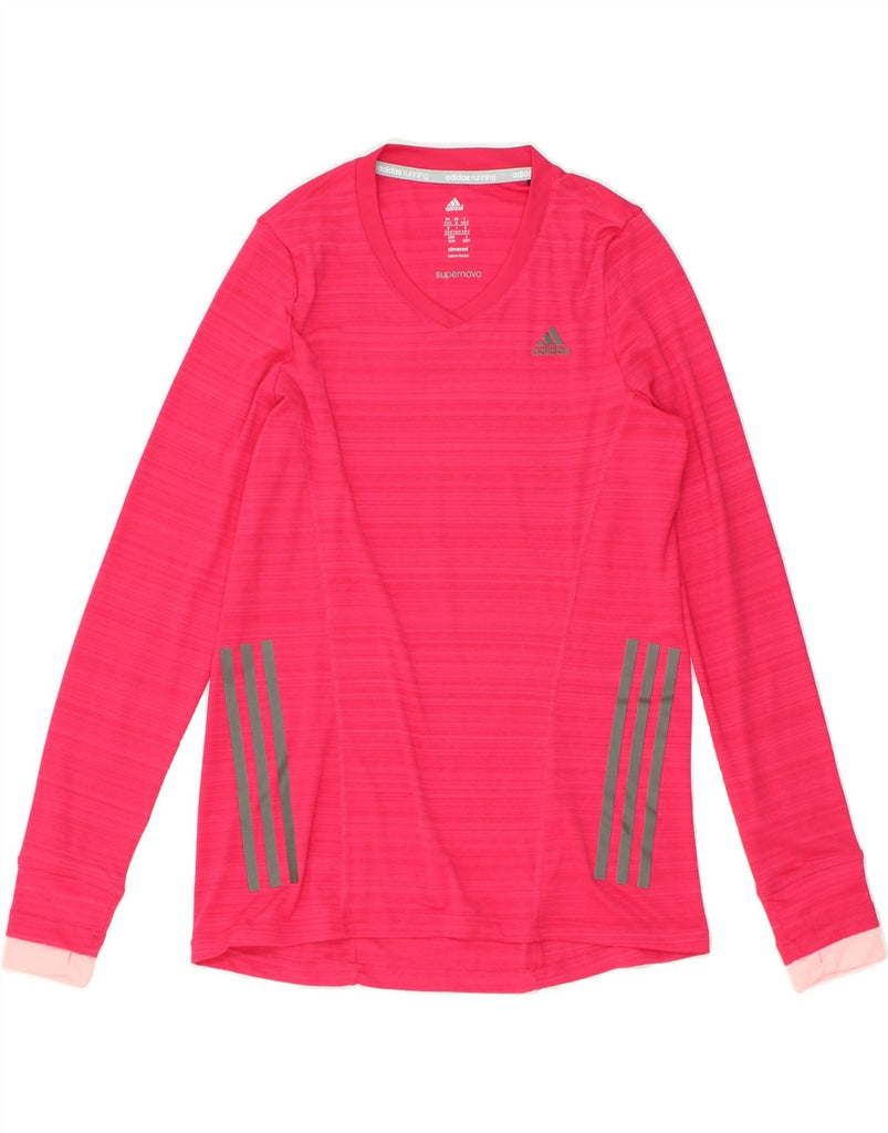 ADIDAS Womens Climacool Graphic Top Long Sleeve UK 12/14 Medium Pink | Vintage Adidas | Thrift | Second-Hand Adidas | Used Clothing | Messina Hembry 