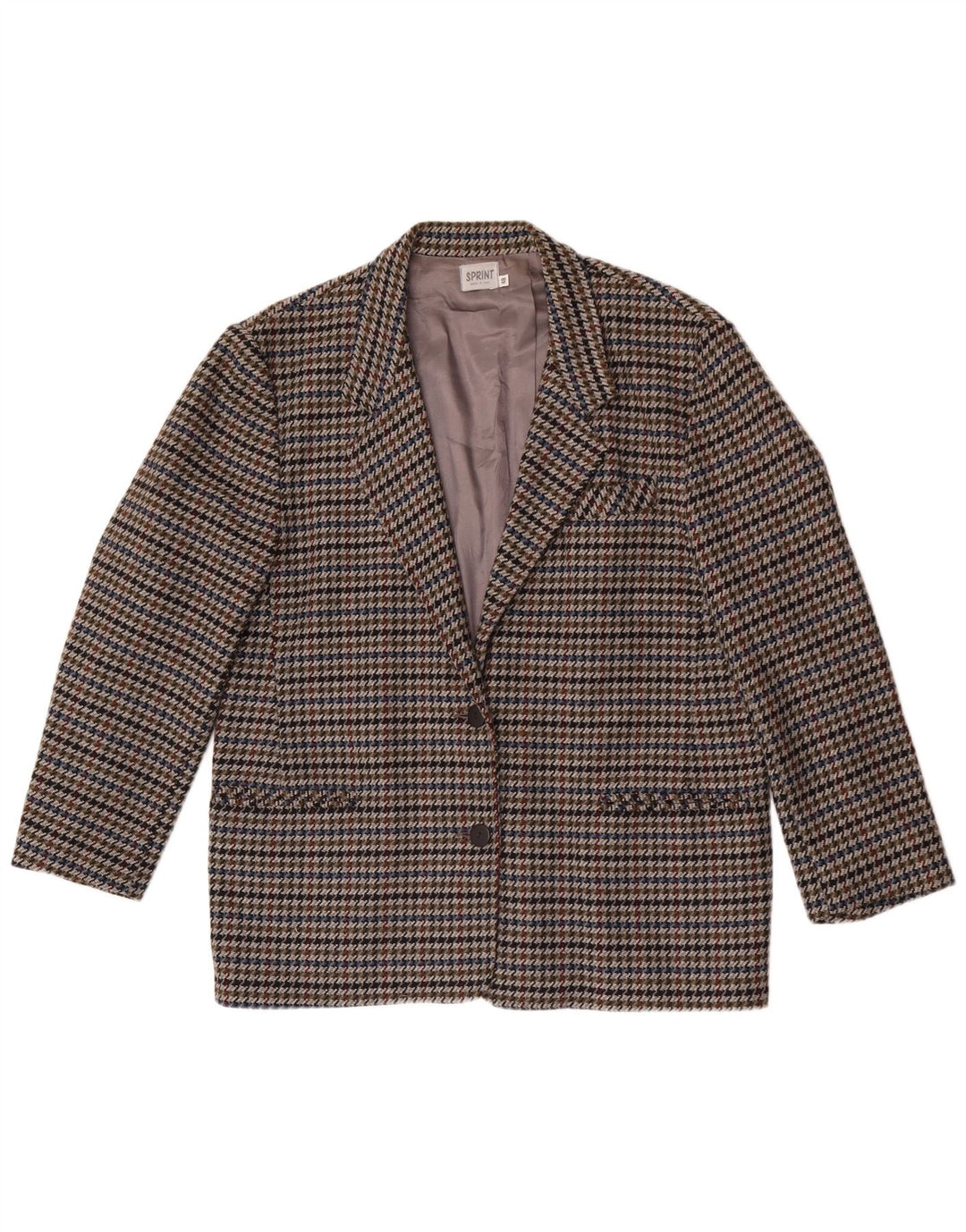 Vintage Womens 2 Button Blazer Jacket IT 48 XL Multicoloured Houndstooth