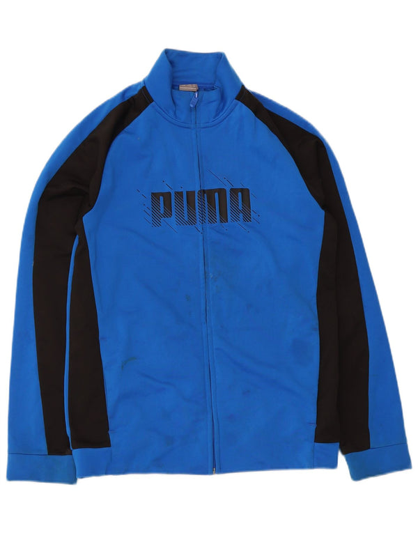 Puma Boys Graphic Tracksuit Top Jacket 13-14 Years Blue Colourblock