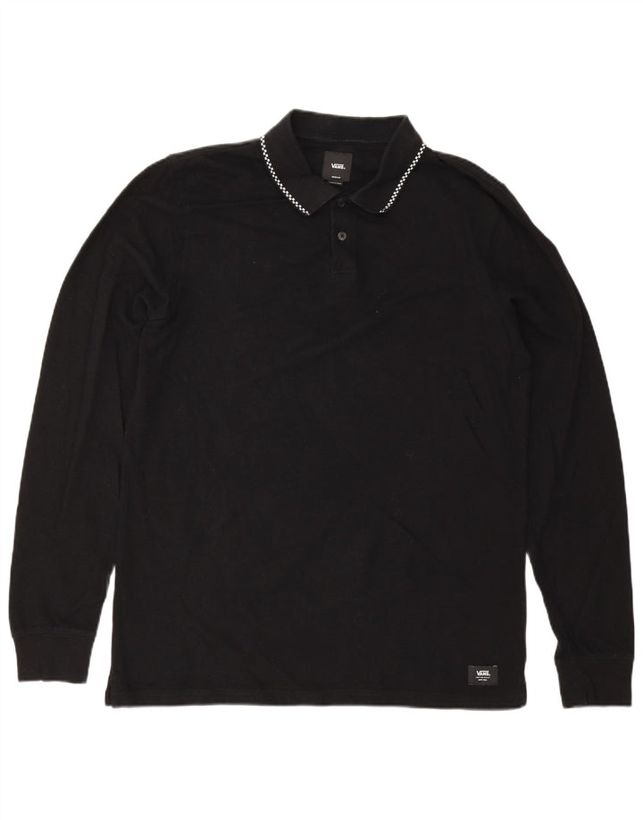 VANS Mens Long Sleeve Polo Shirt Medium Black Geometric