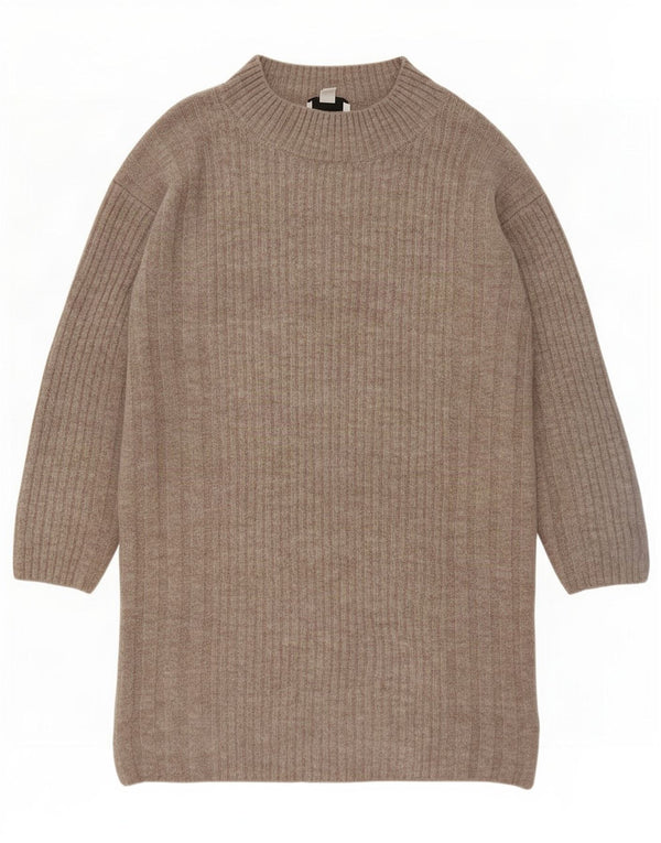 Topshop Womens Loose Fit Jumper Dress UK 6 XS Brown Acrylic