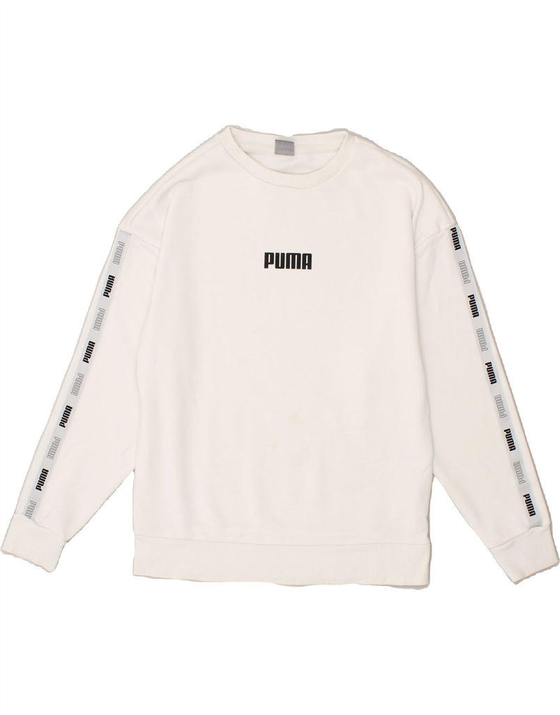 PUMA Womens Graphic Sweatshirt Jumper UK 6 XS White Cotton Vintage Puma and Second-Hand Puma from Messina Hembry 