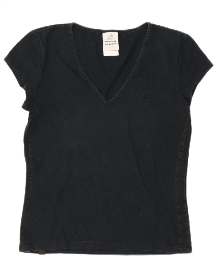 ADIDAS Womens T-Shirt Top UK 10 Small Black Cotton