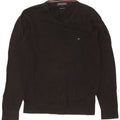 Tommy Hilfiger Mens V-Neck Jumper Sweater Small Black Cotton