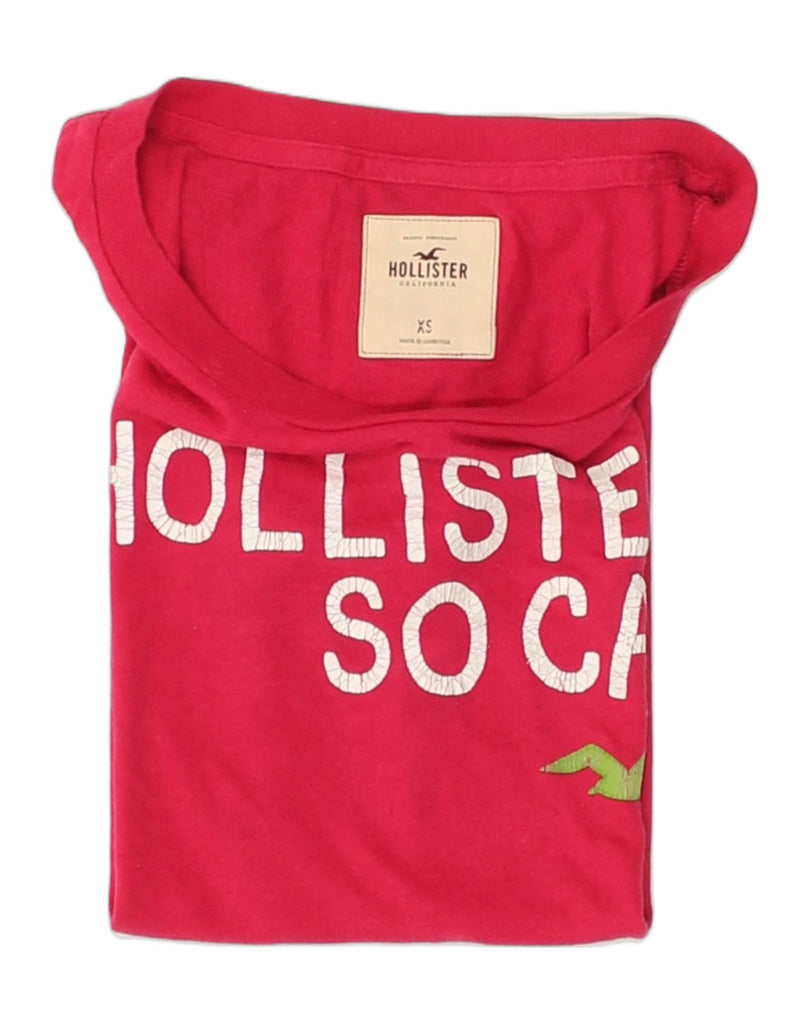 HOLLISTER Womens Graphic T-Shirt Top UK 4 XS Pink Cotton | Vintage Hollister | Thrift | Second-Hand Hollister | Used Clothing | Messina Hembry 