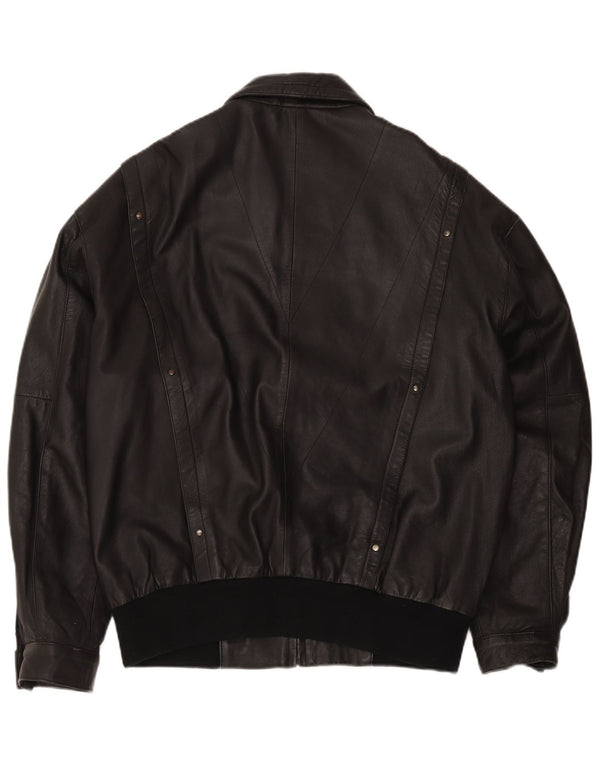 Vintage Mens Leather Bomber Jacket UK 42 XL Black