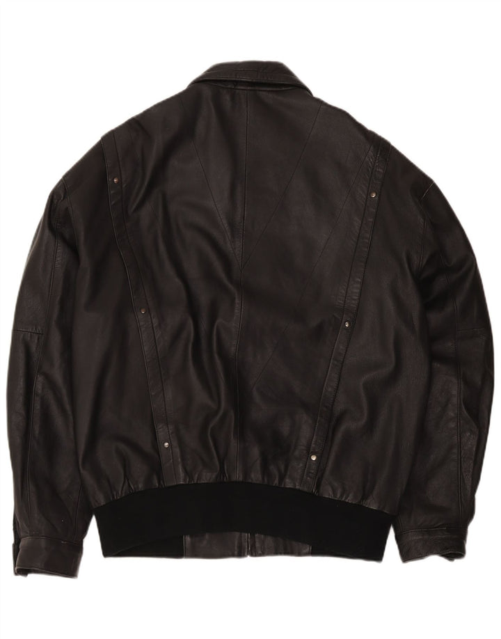 Vintage Mens Leather Bomber Jacket UK 42 XL Black