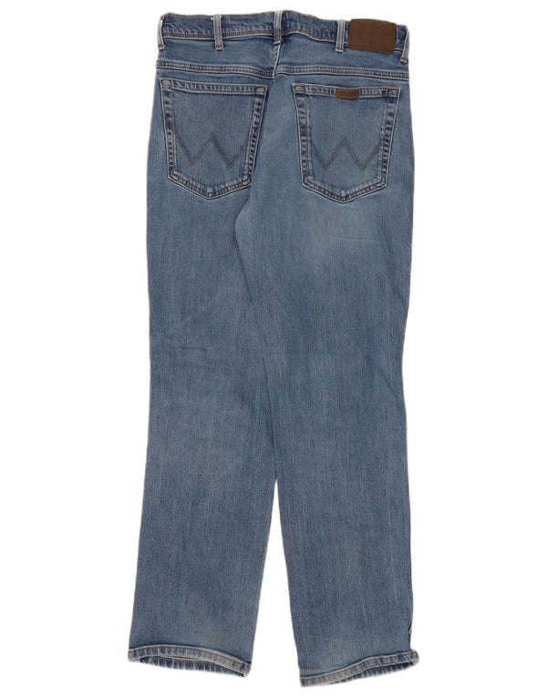 Wrangler Mens Regular Fit Straight Jeans W36 L32 Blue Cotton