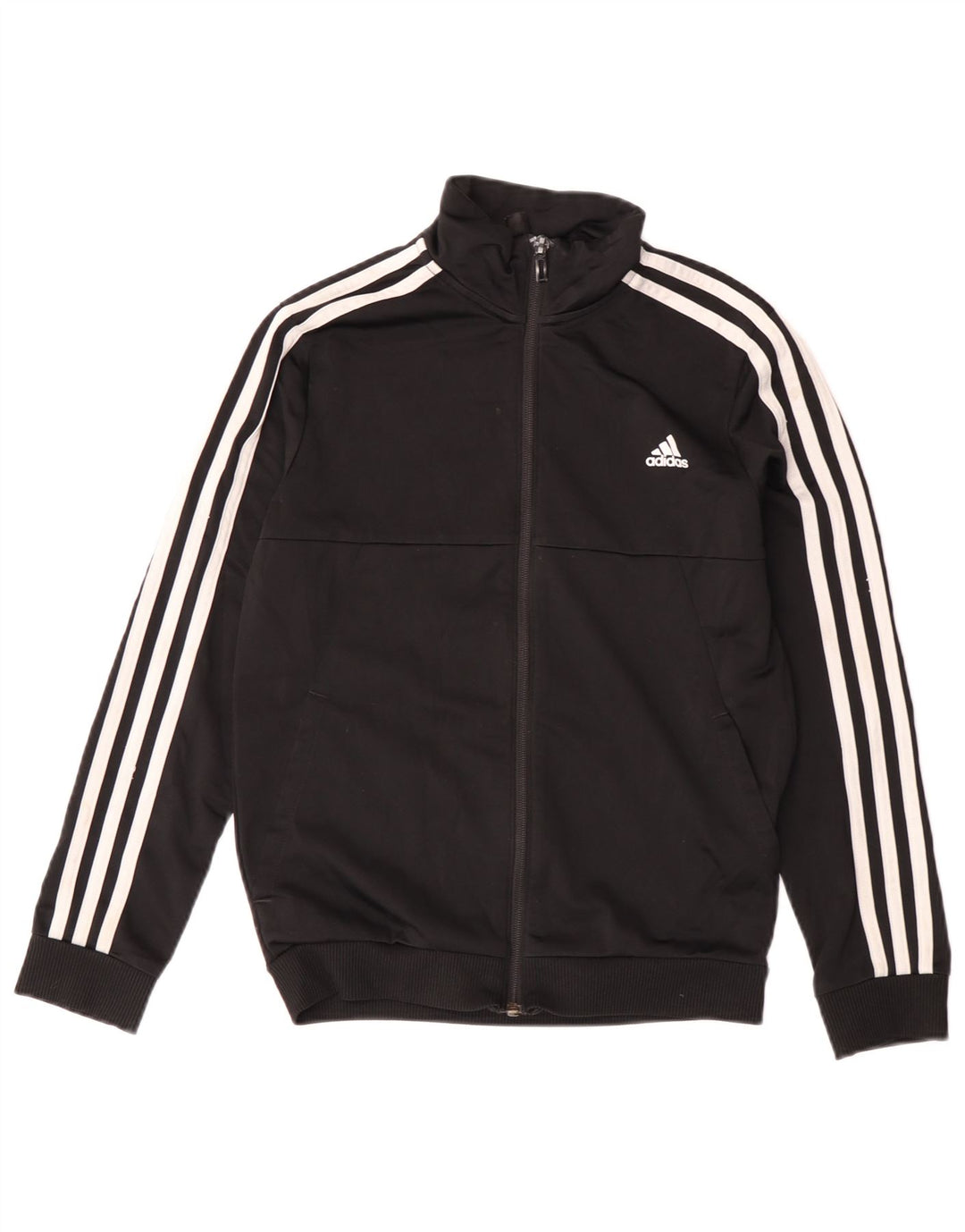 Adidas Boys Tracksuit Top Jacket 11-12 Years Black Polyester