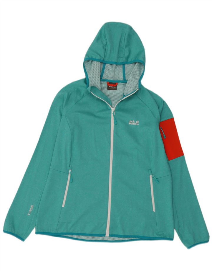 Jack Wolfskin Womens Tracksuit Top Jacket UK 14 Large Green Colourblock