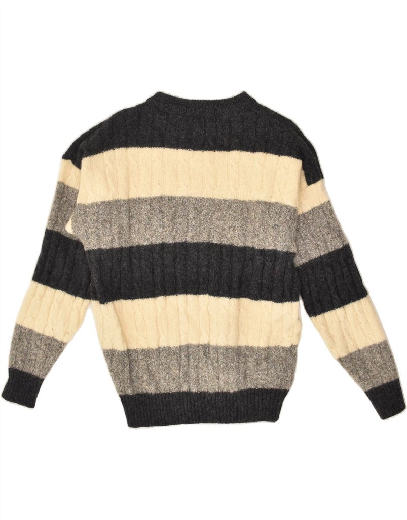 BOSTON Womens Crew Neck Jumper Sweater IT 50 XL Grey Colourblock Wool | Vintage Boston | Thrift | Second-Hand Boston | Used Clothing | Messina Hembry 