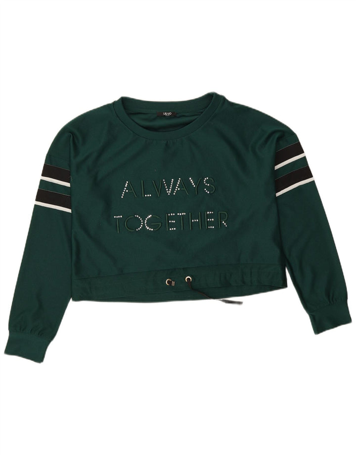 Liu Jo Womens Oversized Graphic Sweatshirt Jumper UK 10 Small Green