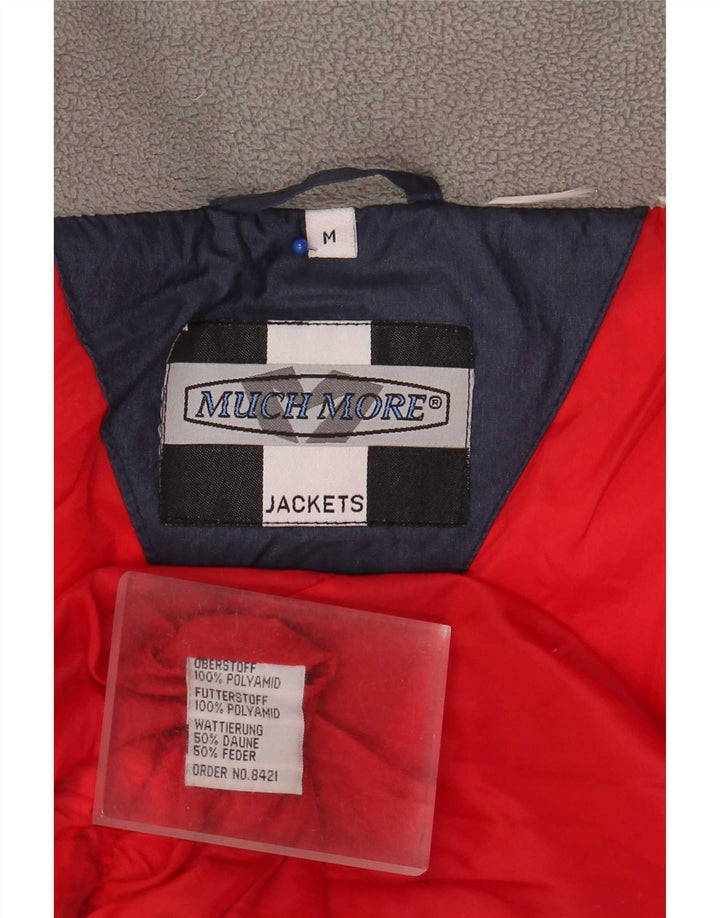 Much More Mens Graphic Padded Jacket UK 38 Medium Navy Blue Colourblock