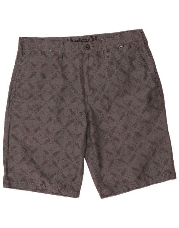 Hurley Mens Chino Shorts  W33 Medium Grey Geometric Polyester