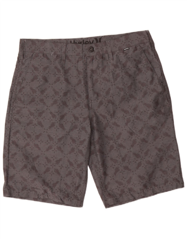 Hurley Mens Chino Shorts  W33 Medium Grey Geometric Polyester