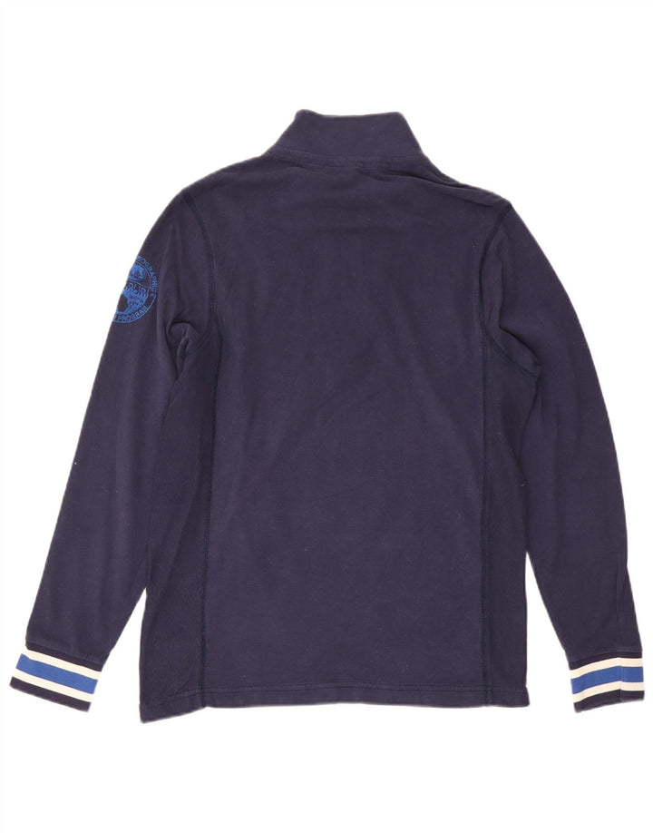 NAPAPIJRI Mens Graphic Zip Neck Sweatshirt Jumper Medium Navy Blue Cotton
