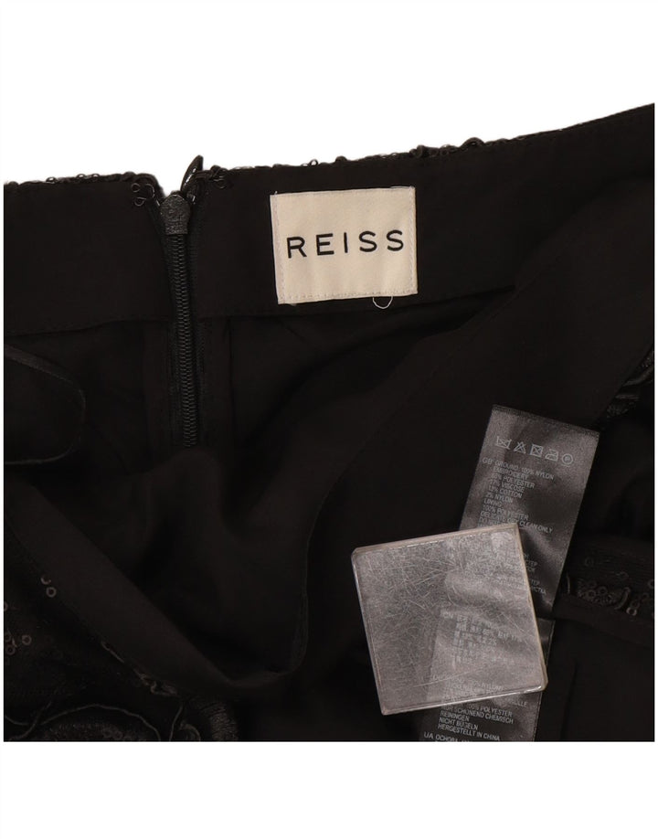 Reiss Womens Abstract Pattern Mini Skirt W30 Medium Black Polyester