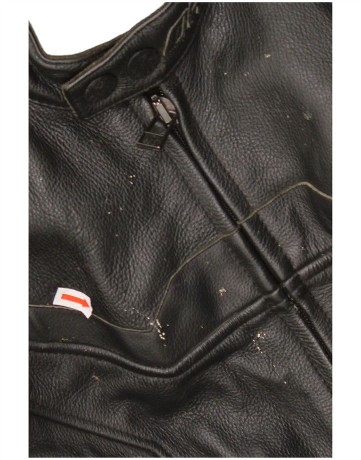 DAINESE Mens Graphic Leather Racer Jacket IT 50 Large Black Leather