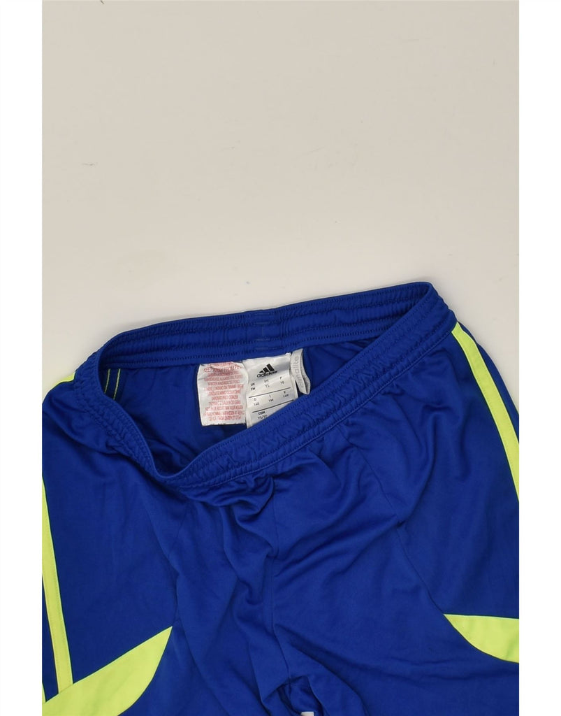 ADIDAS Boys Climalite Sport Shorts 9-10 Years Medium Blue Colourblock | Vintage Adidas | Thrift | Second-Hand Adidas | Used Clothing | Messina Hembry 