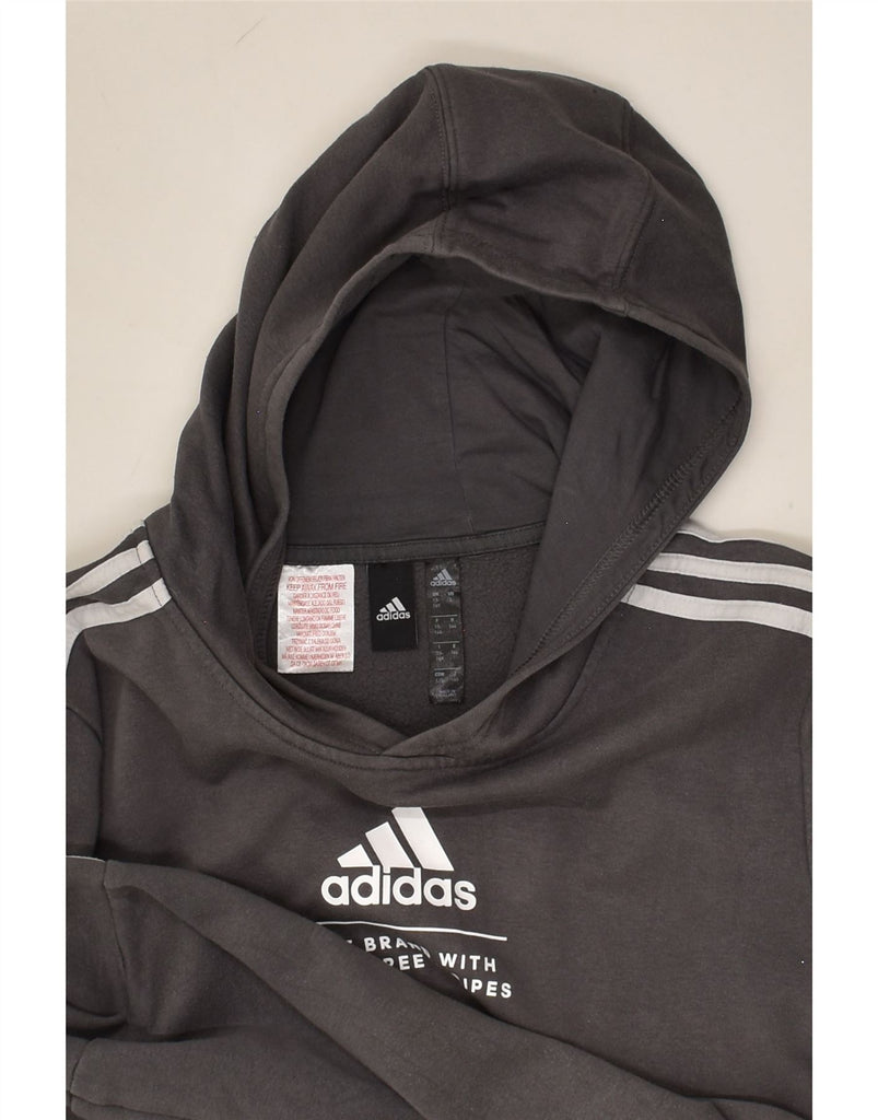 ADIDAS Boys Graphic Hoodie Jumper 13-14 Years Grey Cotton | Vintage Adidas | Thrift | Second-Hand Adidas | Used Clothing | Messina Hembry 