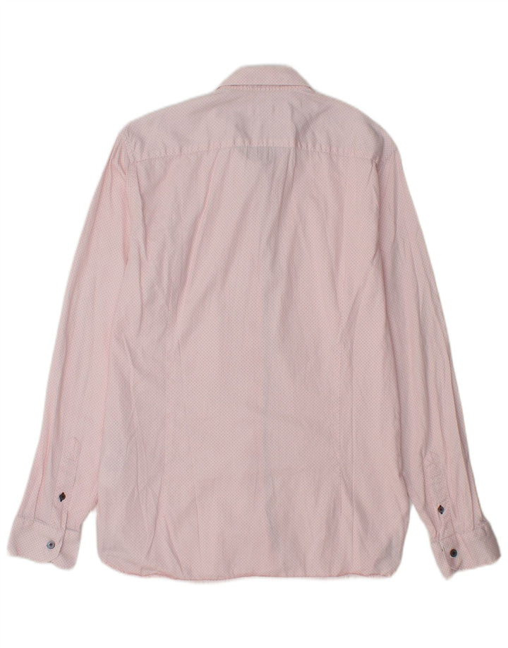 TED BAKER Mens Modern Fit Shirt Size 15 5 Medium Pink Spotted Lyocell