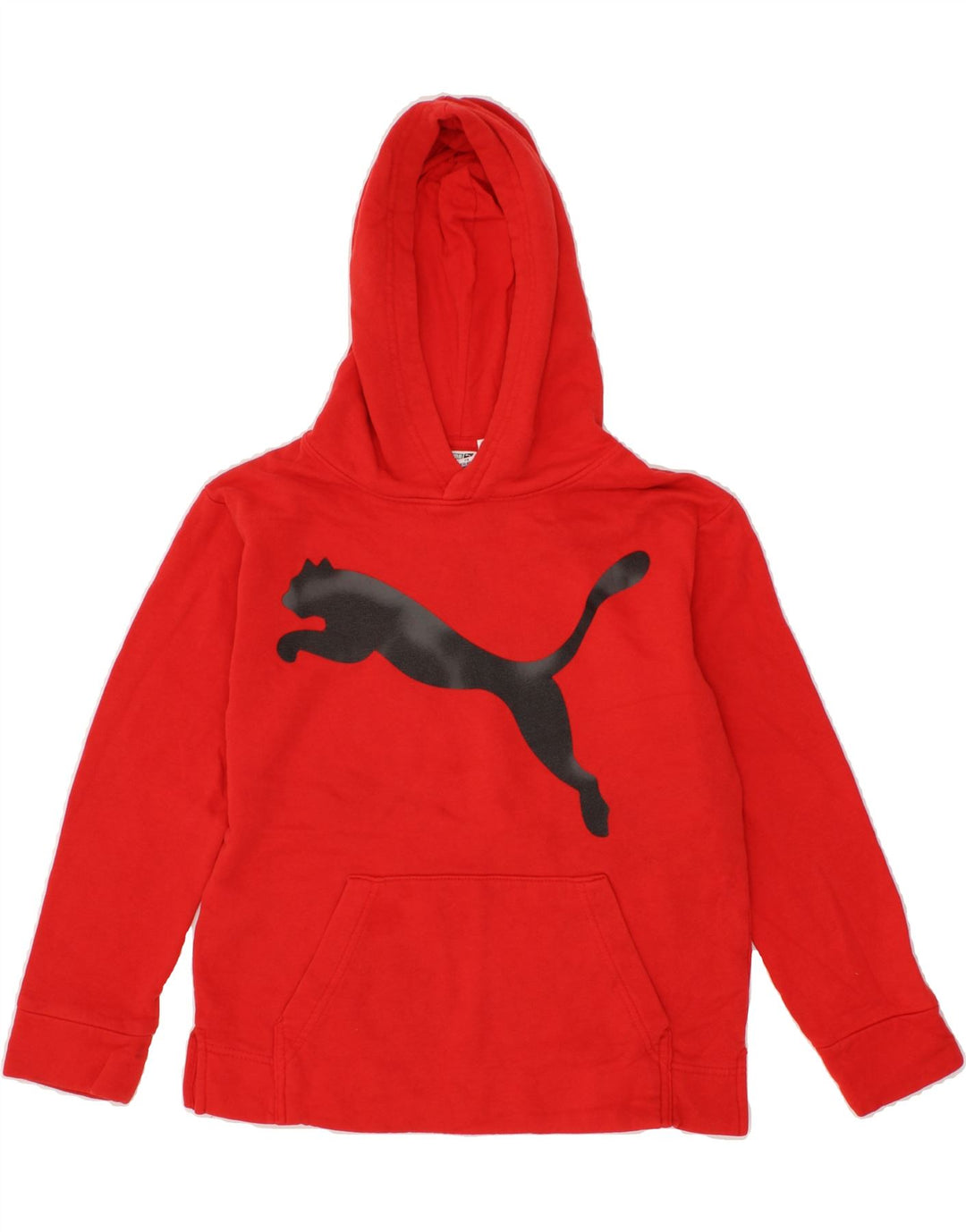 PUMA Boys Graphic Hoodie Jumper 10-11 Years Medium Red Cotton Vintage Puma and Second-Hand Puma from Messina Hembry 