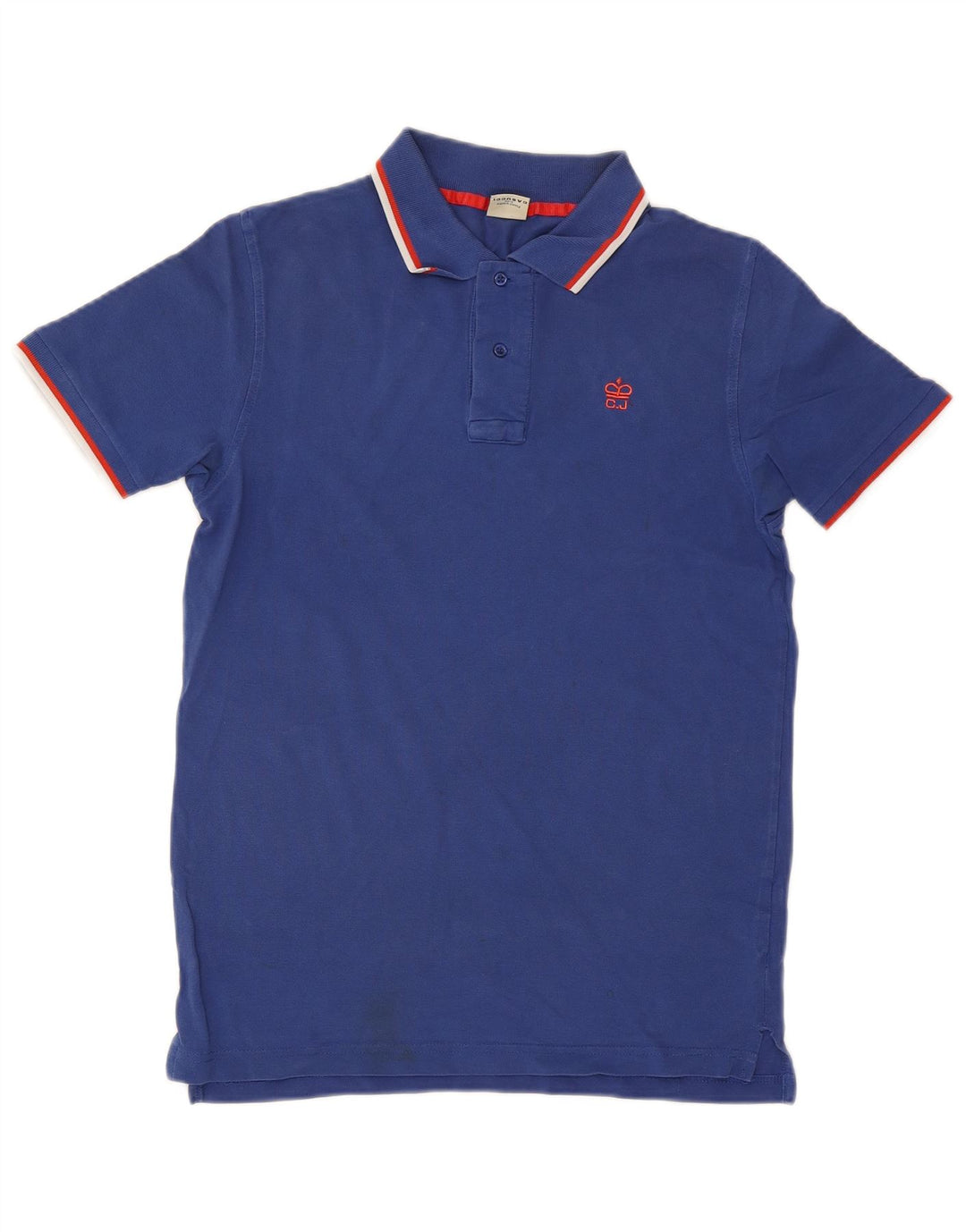 Casucci Mens Polo Shirt Large Blue Striped Cotton
