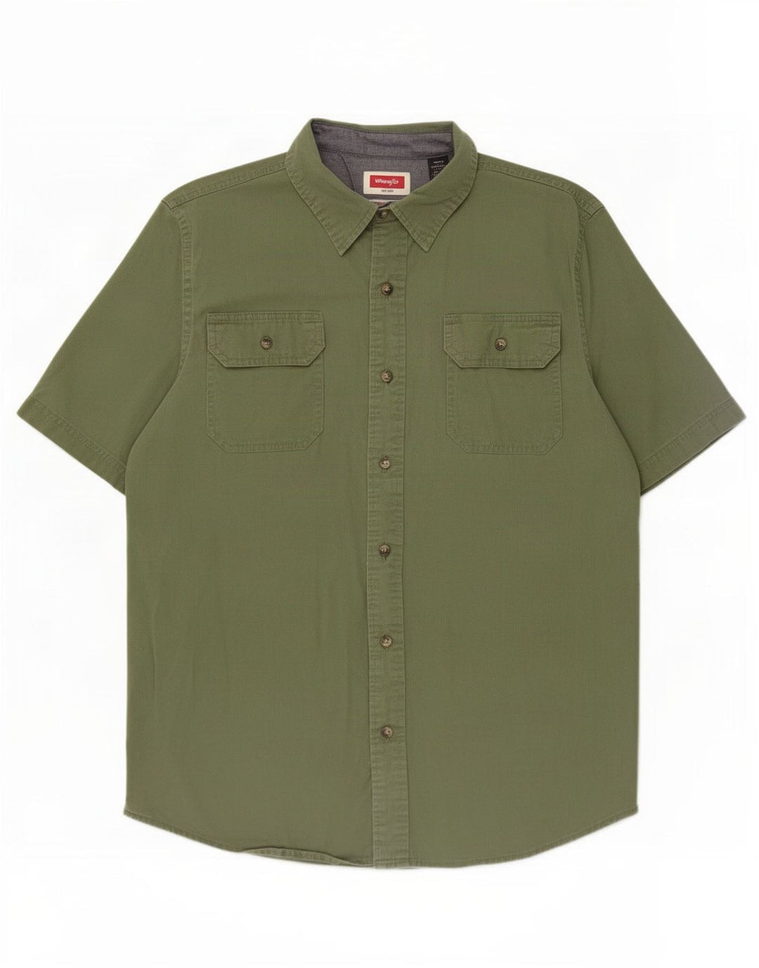 Wrangler Mens Short Sleeve Shirt Medium Green Cotton