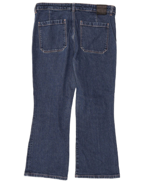Massimo Dutti Womens Crop Flared Jeans EU 42 Large W32 L24 Navy Blue Cotton
