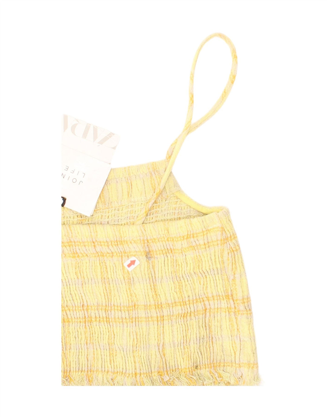 Zara Womens Crop Top Medium Yellow Check Cotton