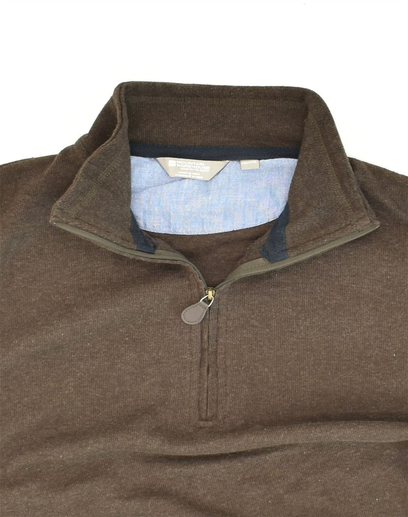 MOUNTAIN WAREHOUSE Mens Zip Neck Jumper Sweater 2XL Brown Cotton | Vintage Mountain Warehouse | Thrift | Second-Hand Mountain Warehouse | Used Clothing | Messina Hembry 