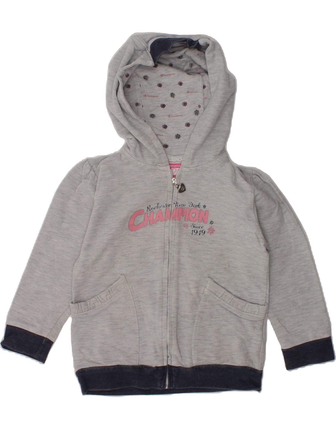 CHAMPION Baby Girls Graphic Zip Hoodie Sweater 18 24 Months Large