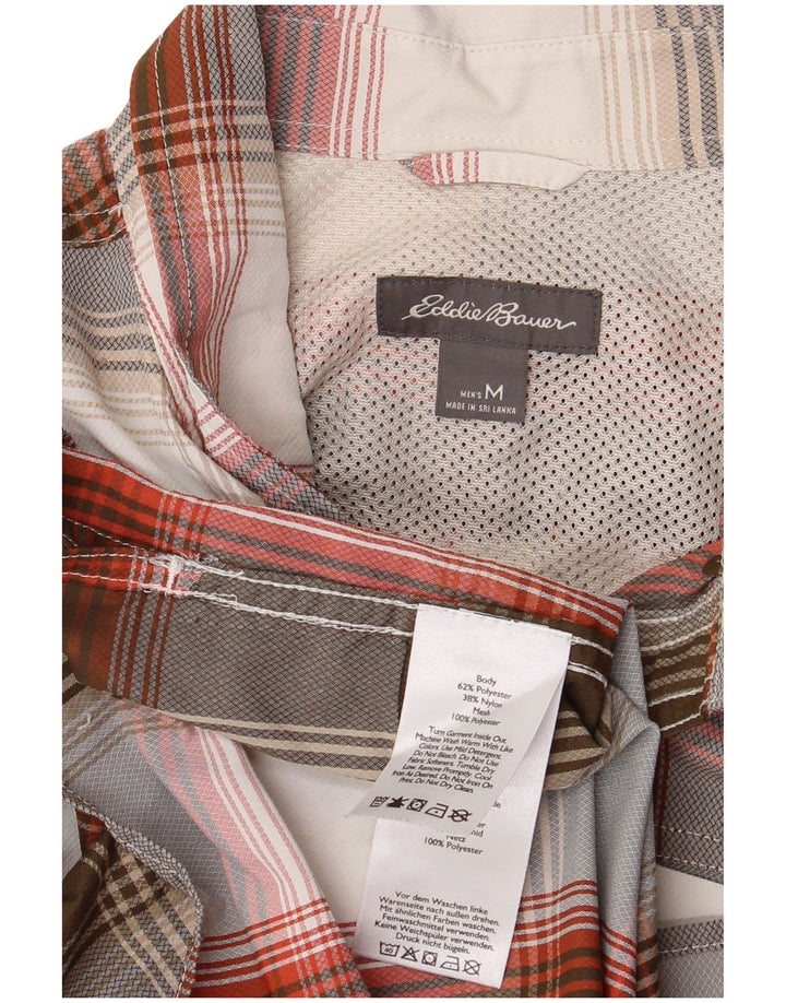 Eddie Bauer Mens Short Sleeve Shirt Medium Grey Check Polyester