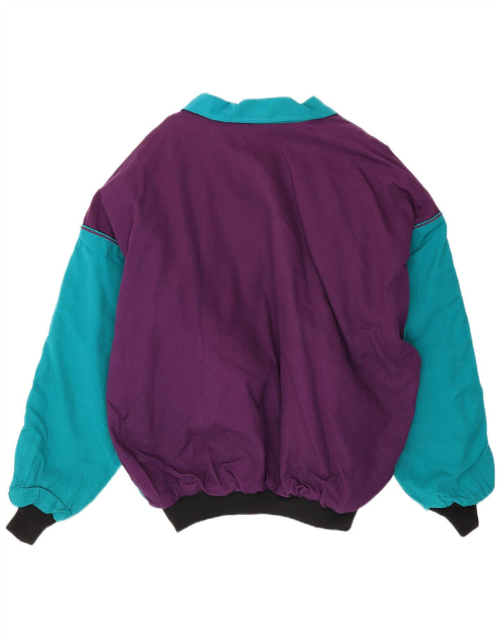 Wild Mens Bomber Jacket UK 44 2XL Purple Colourblock Cotton