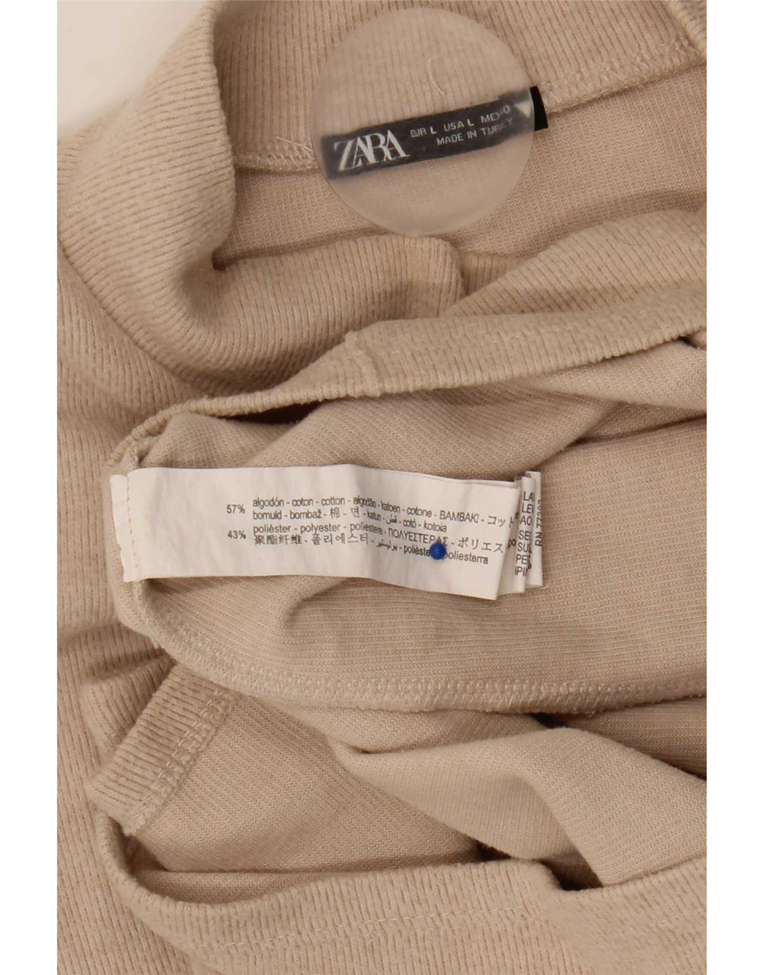 Zara Womens Shift Dress UK 16 Large Beige Cotton
