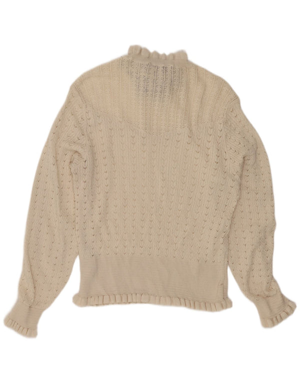Zara Womens Turtle Neck Jumper Sweater UK 14 Large Off White Cotton