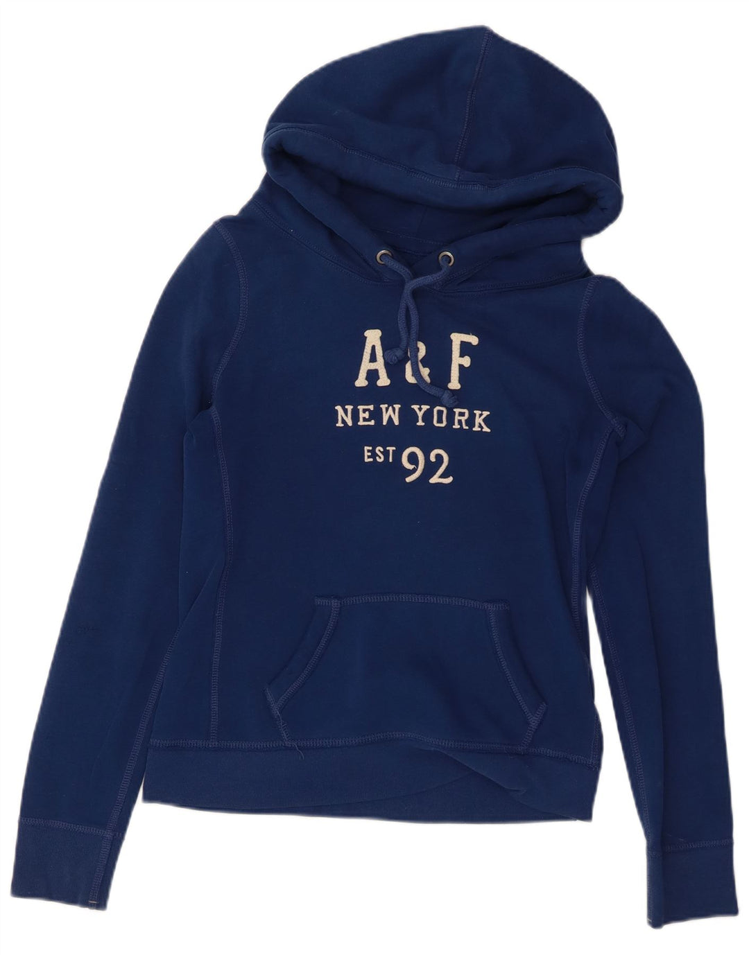 ABERCROMBIE & FITCH Womens Graphic Hoodie Jumper UK 14 Medium Navy Blue