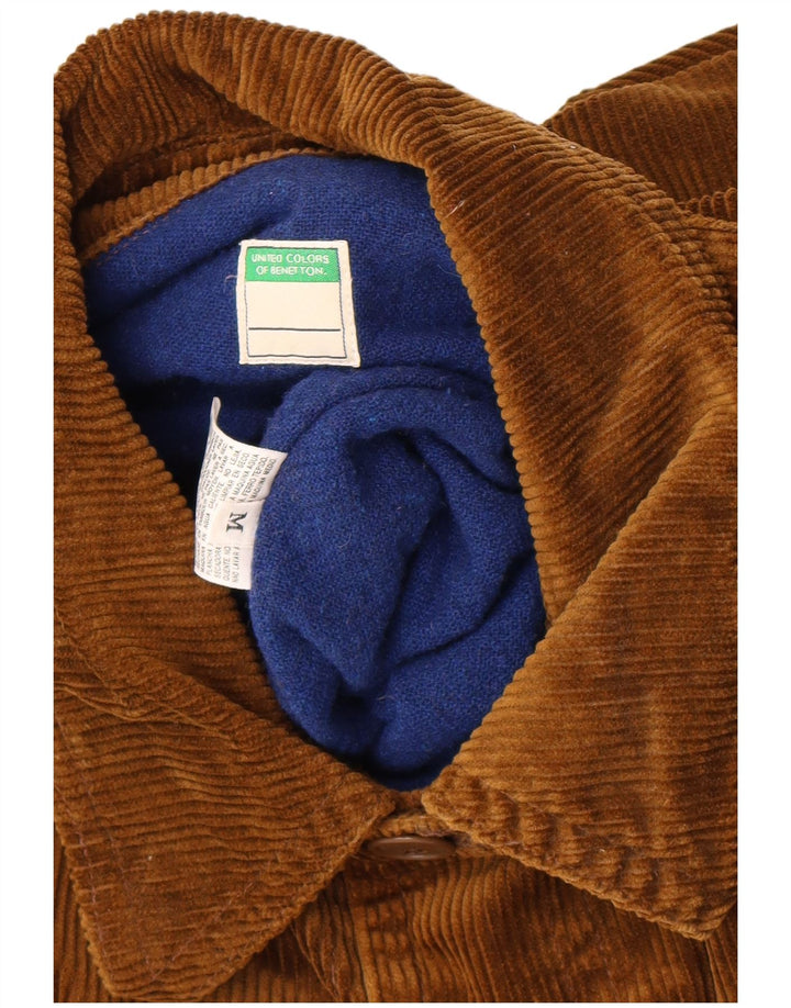 Benetton Mens Corduroy Jacket UK 38 Medium Khaki Cotton
