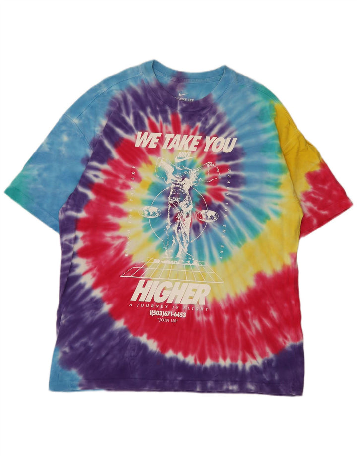 Nike Mens Graphic T-Shirt Top Medium Multicoloured Tie Dye Cotton