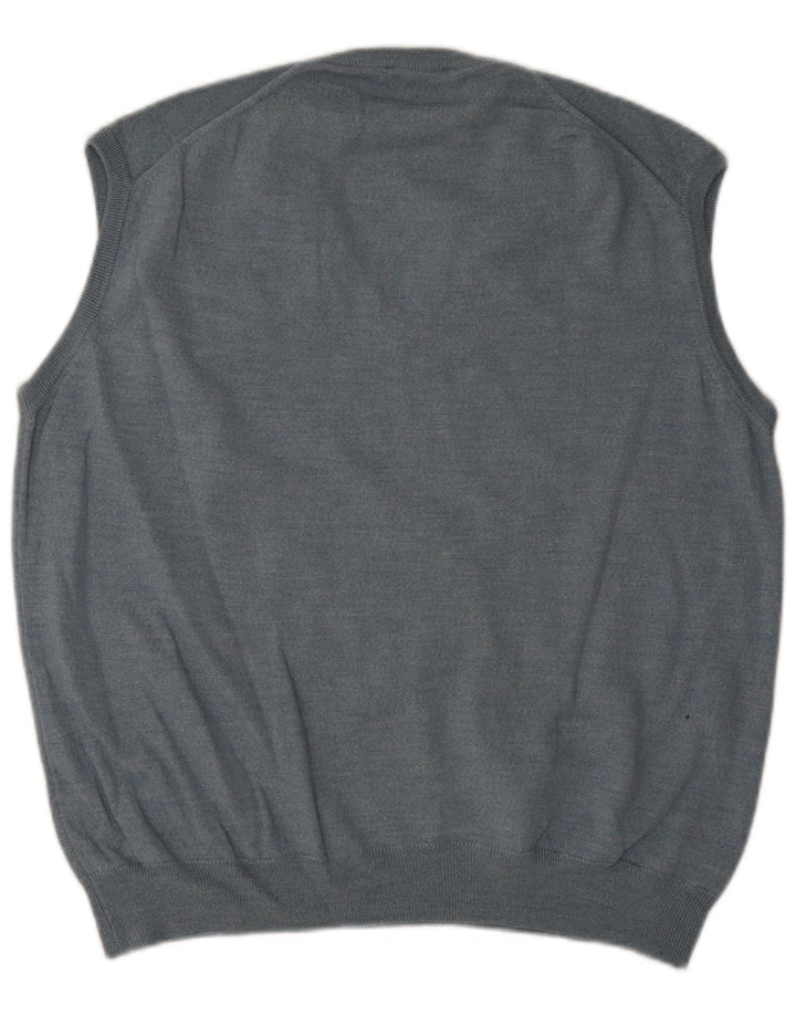 Vintage Mens Vest Tank Top Large Blue New Wool