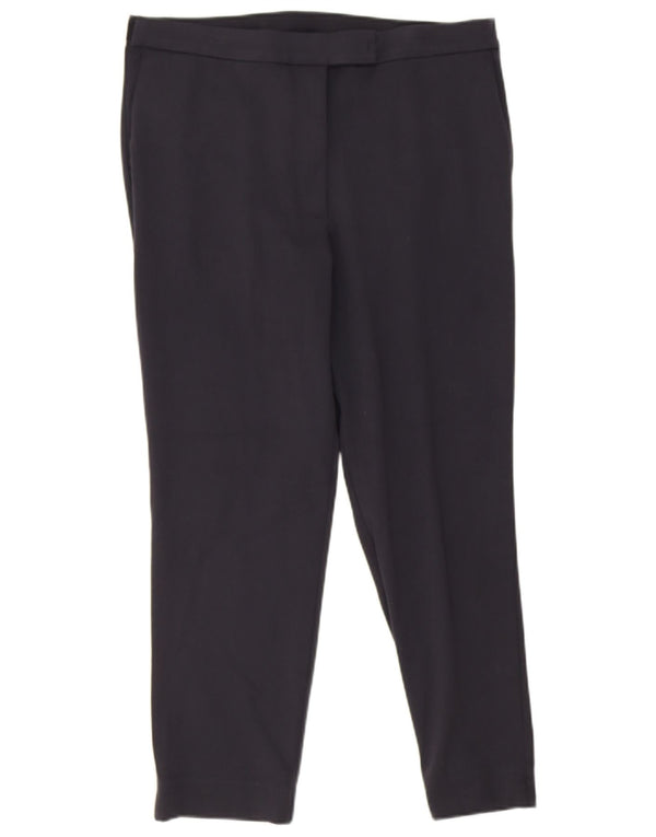 Marks & Spencer Womens Crop Suit Trousers UK 16 Large W34 L25 Navy Blue