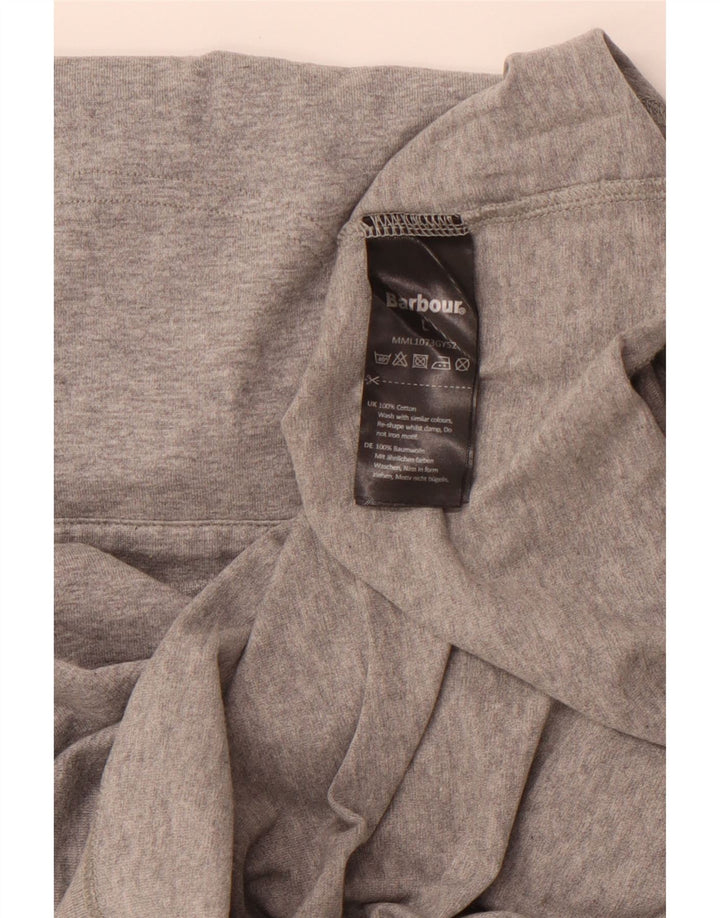 BARBOUR Mens Polo Shirt Large Grey Flecked Cotton