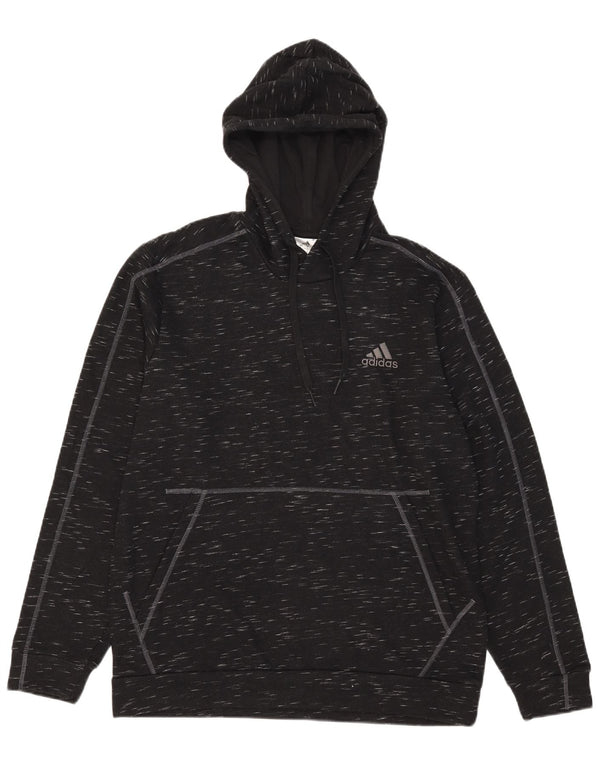 Adidas Mens Hoodie Jumper Large Black Flecked Cotton